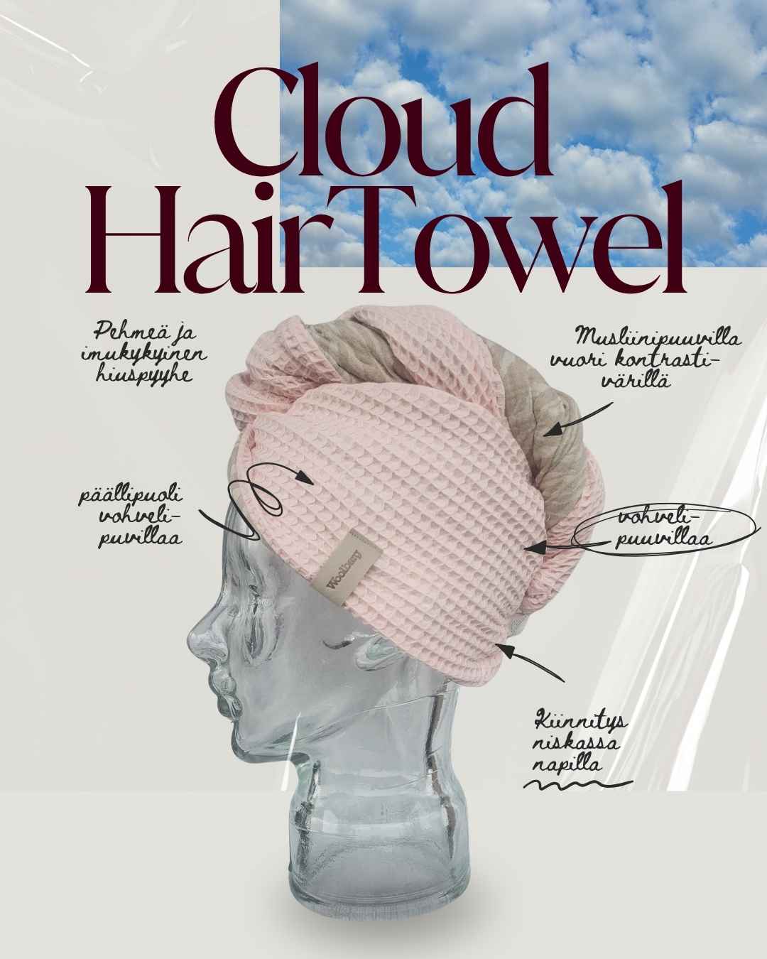 Cloud Hair Towel – Pehmeä ja imukykyinen hiuspyyhe☁️