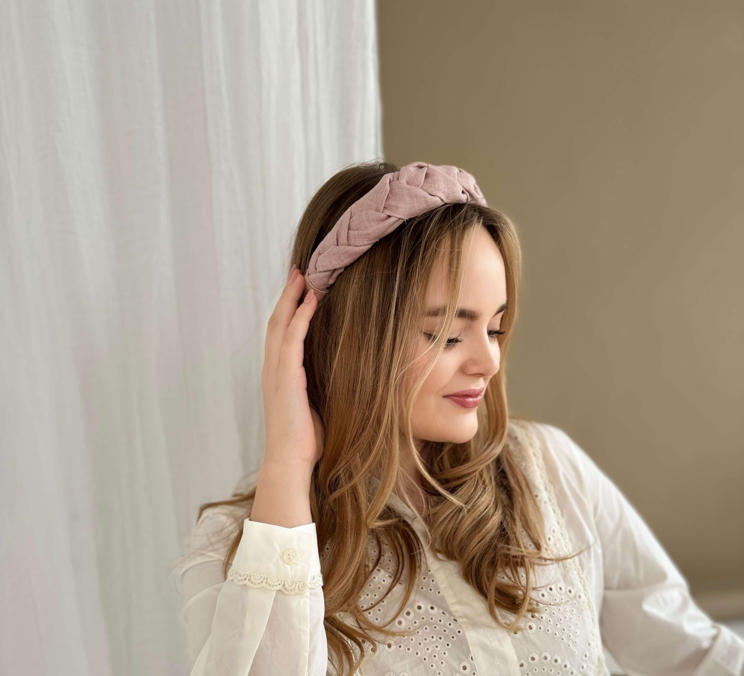 Ruffle linen headband
